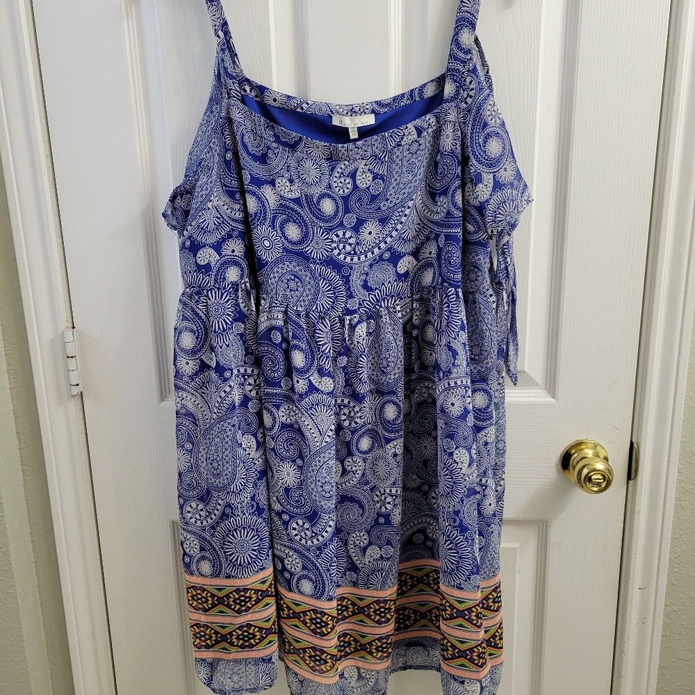 Blue, white and yellow sun dress